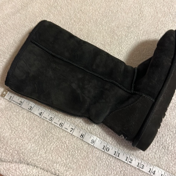 UGG Black Tall Classic Knee Boots Shearling Suede Leather Fleece Lined - Picture 14 of 15